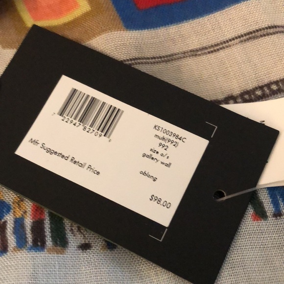 Kate Spade 100% Viscose Multicolored Gallery Wall Oblong Scarf OS NWT - Picture 3 of 16